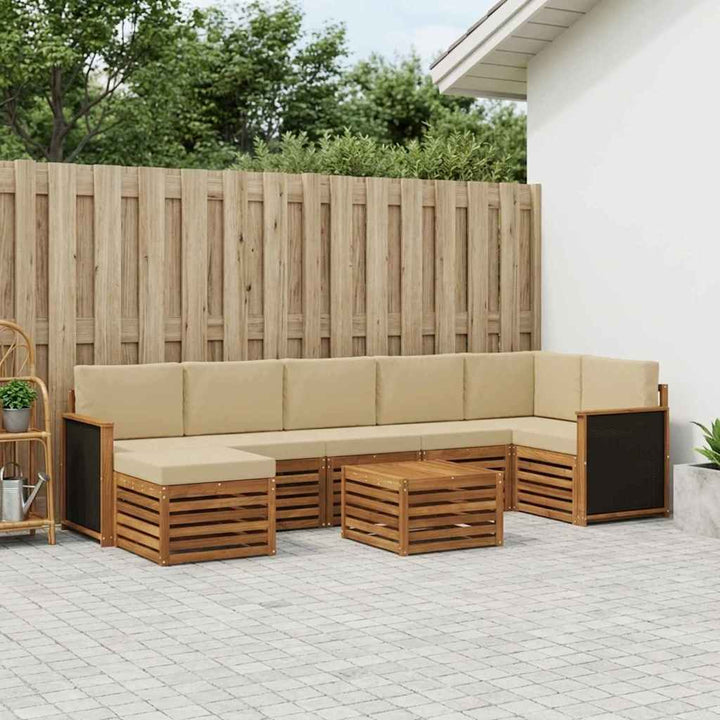 Udendørs sofagruppe med pude 7 pcs Naturfarvet