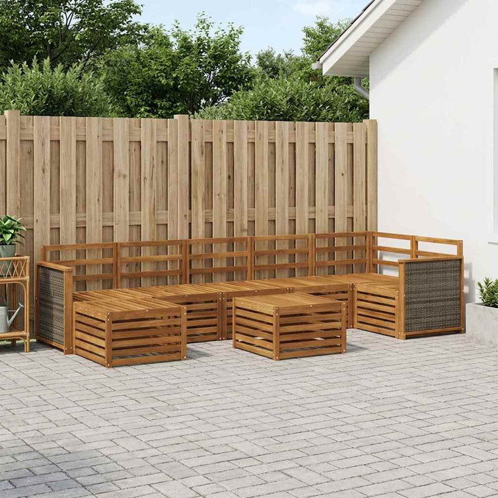 Udendørs sofagruppe 7 pcs Naturfarvet Massivt Akacietræ