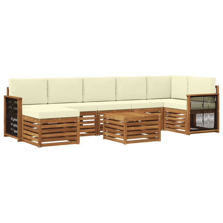 Udendørs sofagruppe med pude 7 pcs Naturlig og Fløde