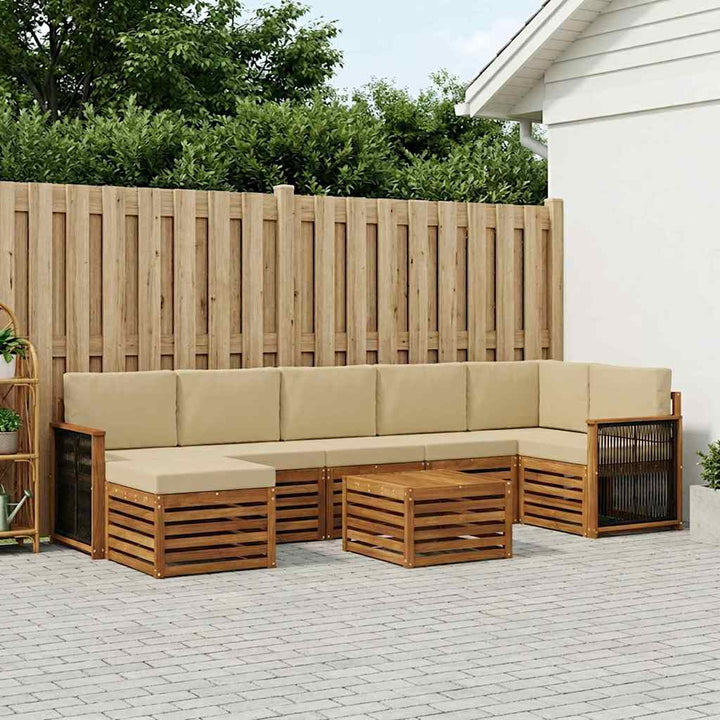 Udendørs sofagruppe med pude 7 pcs Naturfarvet