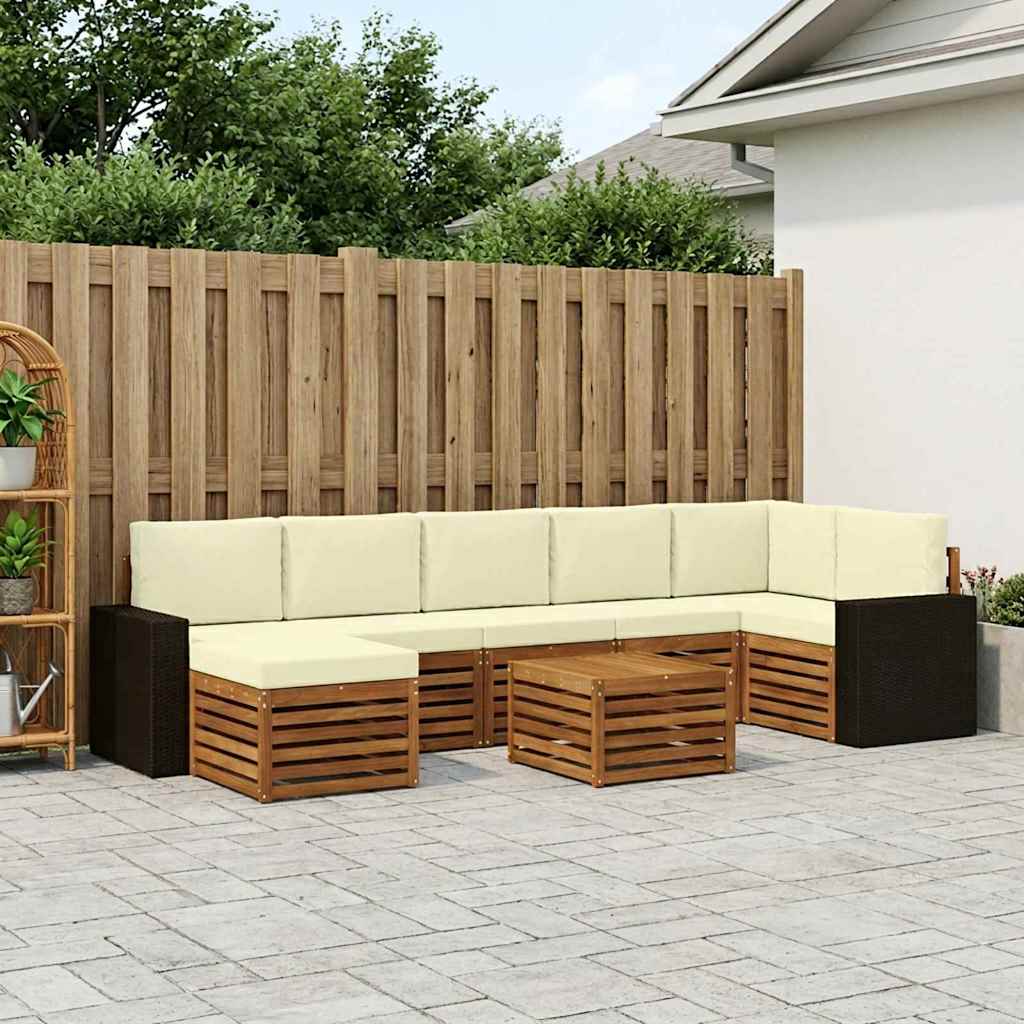 Udendørs sofagruppe med pude 8 pcs Naturlig og Fløde