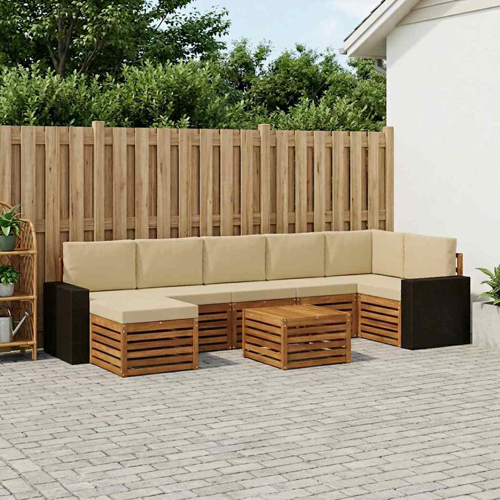 Udendørs sofagruppe 8 stk. Naturlig og Beige