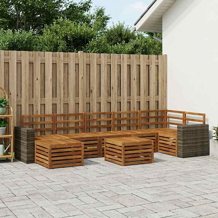 Udendørs sofagruppe 8 pcs Naturfarvet Massivt Akacietræ