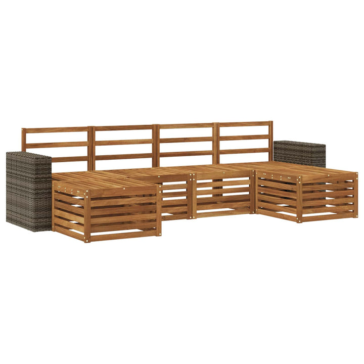 Sofasæt 6 pcs Naturfarvet Massivt Akacietræ