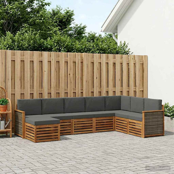 Udendørs sofagruppe 6 stk. Naturlig og Antracit