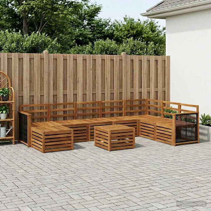 Udendørs sofagruppe 6 pcs Naturfarvet Massivt Akacietræ