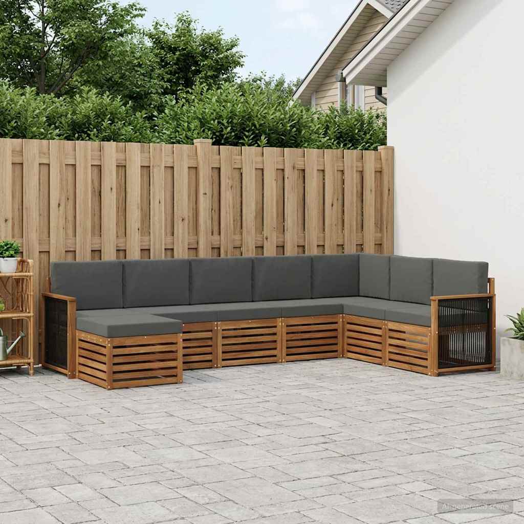 Udendørs sofagruppe med pude 6 pcs Naturlig og Antracit