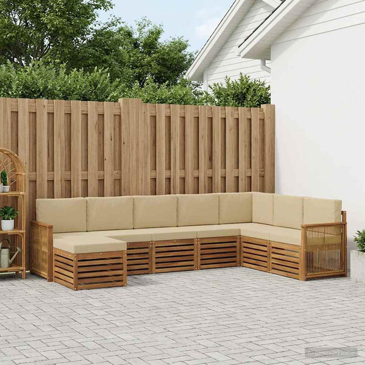 Udendørs sofagruppe med pude 6 pcs Naturfarvet