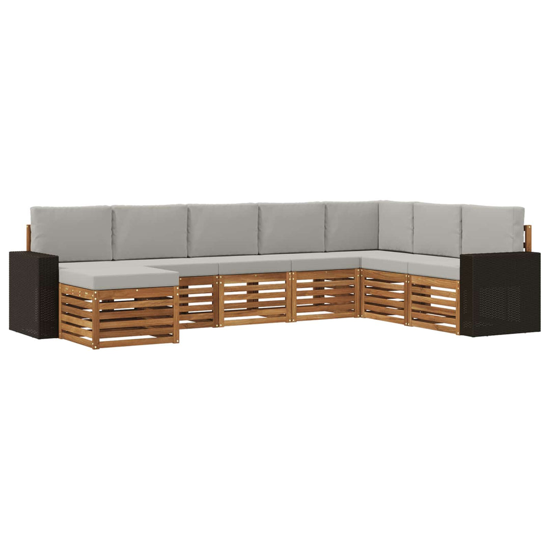 Udendørs sofagruppe 8 stk. Naturfarvet og lysegrå