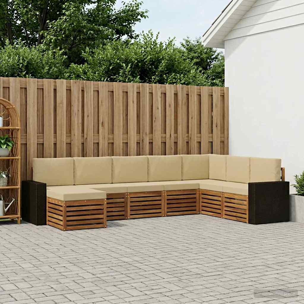 Udendørs sofagruppe med pude 8 pcs Naturlig og Beige