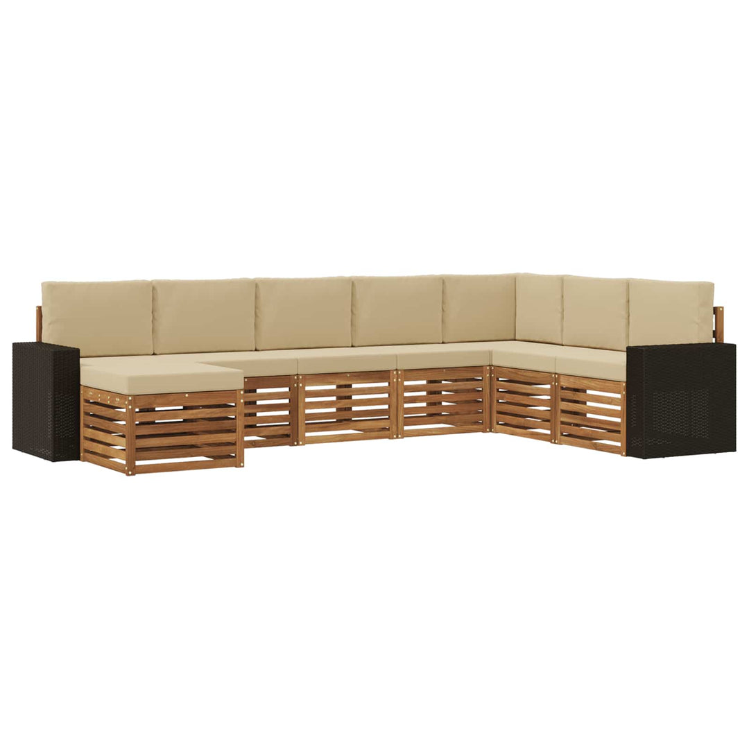 Udendørs sofagruppe med pude 8 pcs Naturlig og Beige