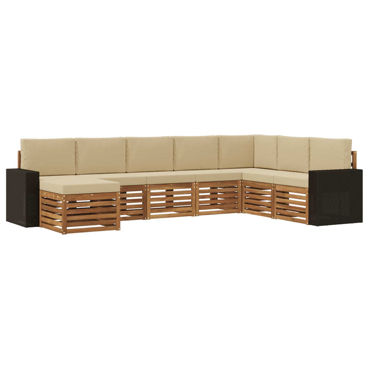 Udendørs sofagruppe med pude 8 pcs Naturlig og Beige