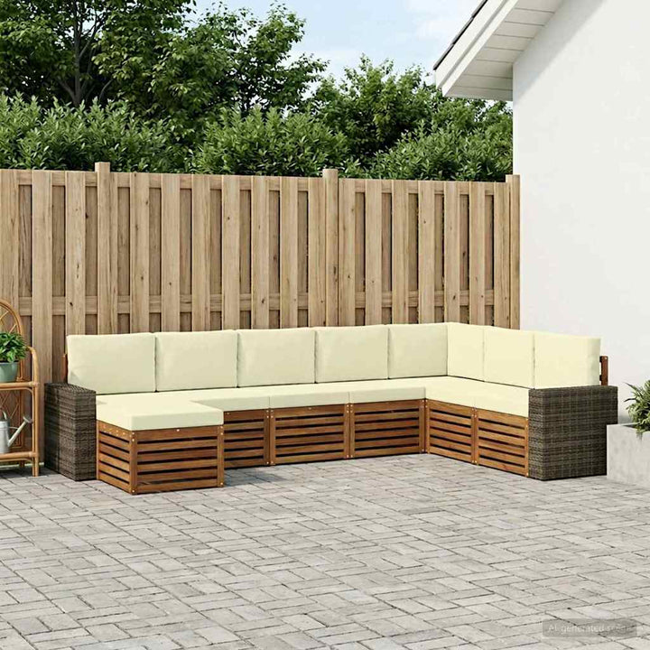 Udendørs sofagruppe med pude 8 pcs Naturlig og Fløde
