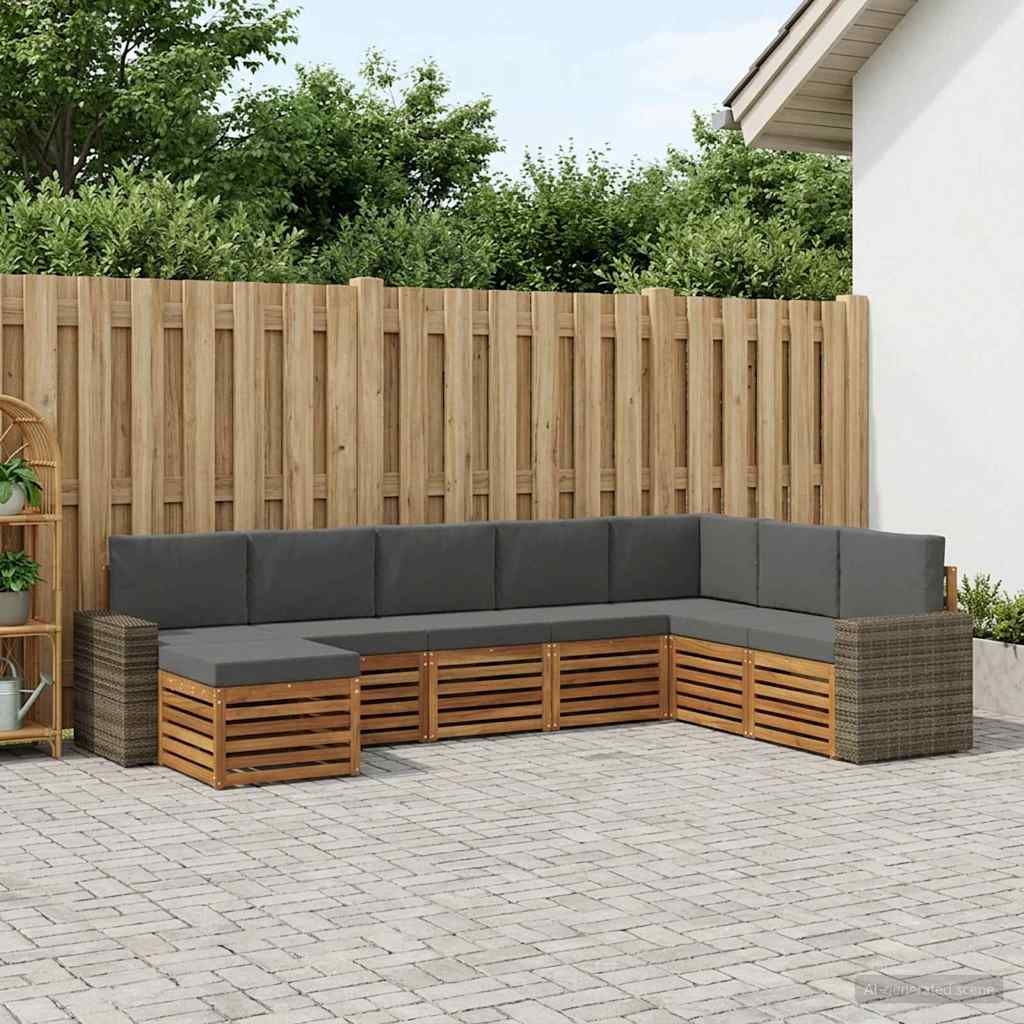 Udendørs sofagruppe med pude 8 pcs Naturlig og Antracit