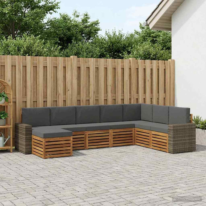 Udendørs sofagruppe med pude 8 pcs Naturlig og Antracit