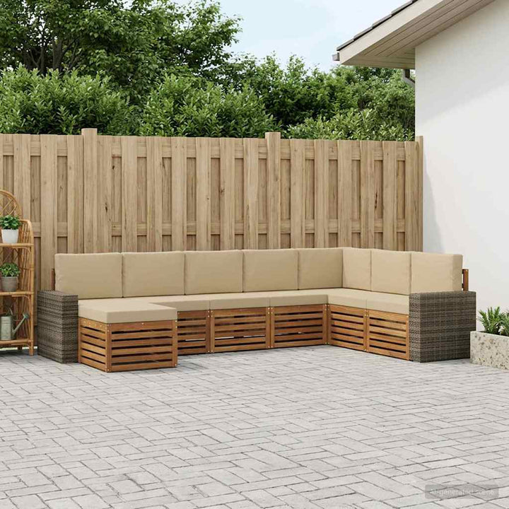 Udendørs sofagruppe med pude 8 pcs Naturlig og Beige