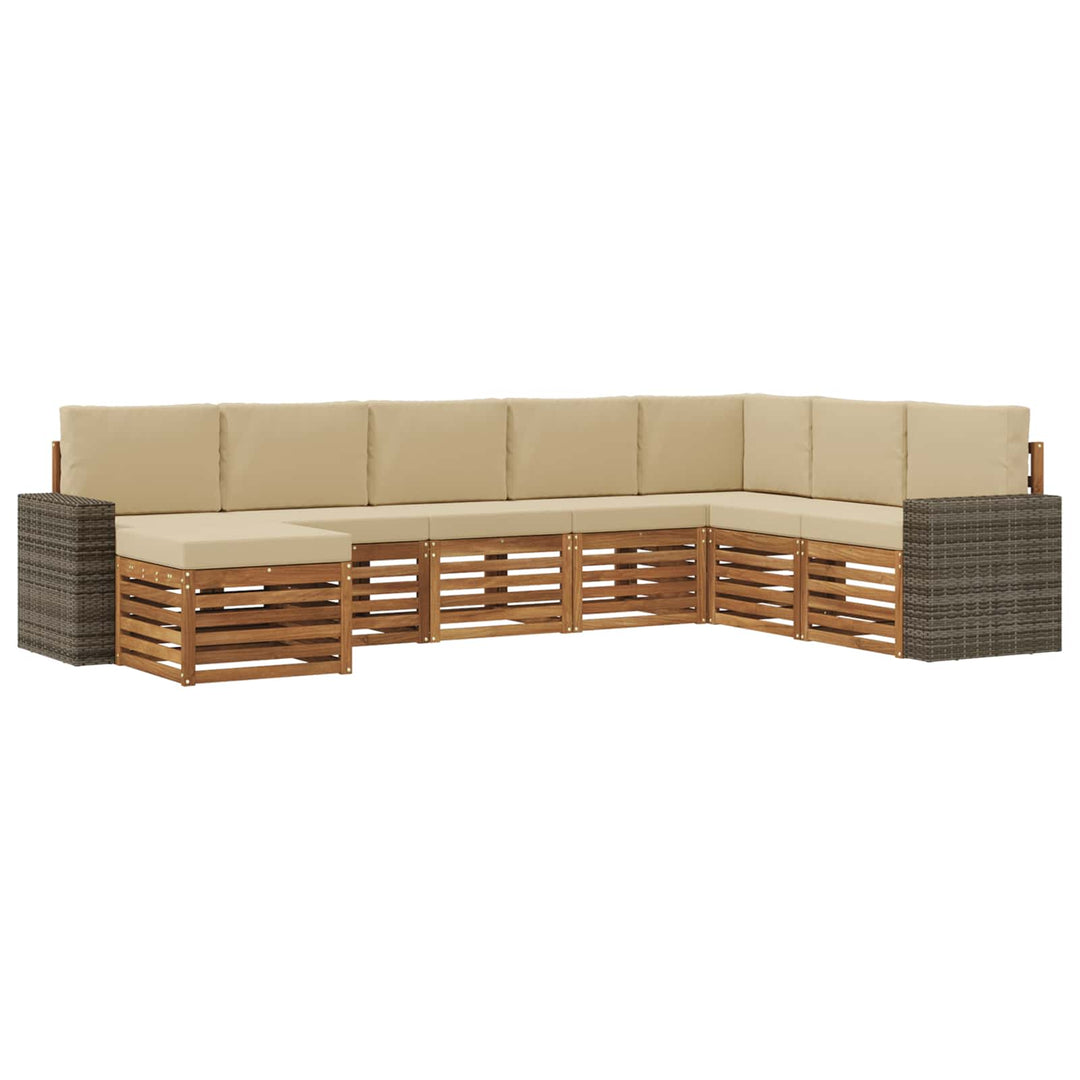 Udendørs sofagruppe med pude 8 pcs Naturlig og Beige
