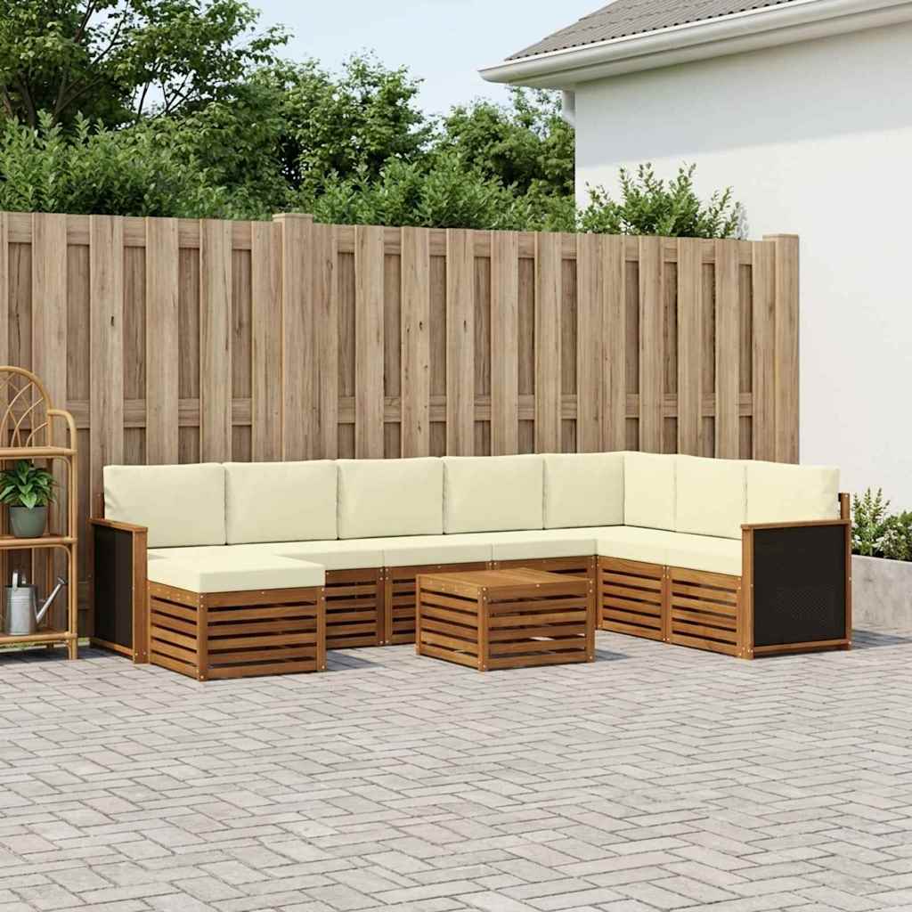 Udendørs sofagruppe med pude 7 pcs Naturlig og Fløde