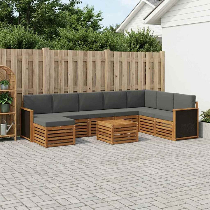 Udendørs sofagruppe med pude 7 pcs Naturlig og Antracit