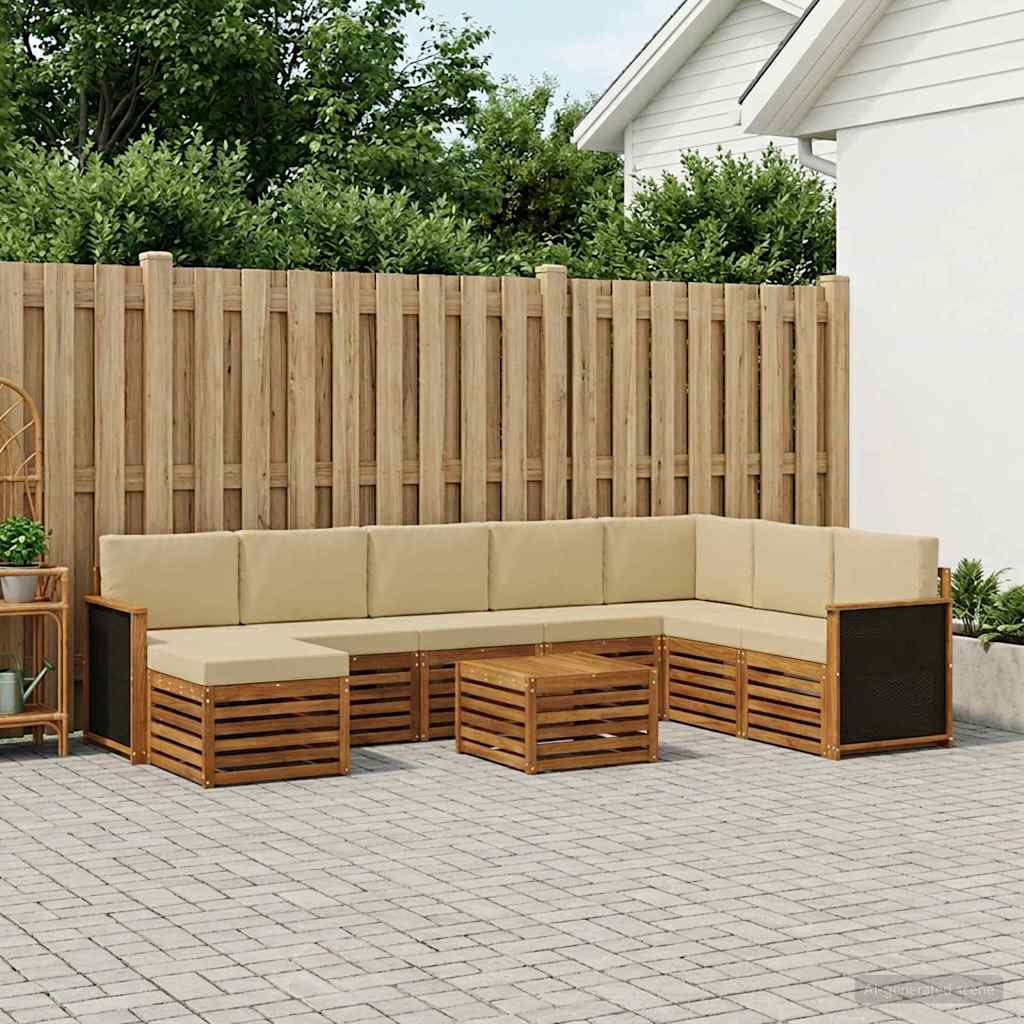Udendørs sofagruppe med pude 7 pcs Naturfarvet