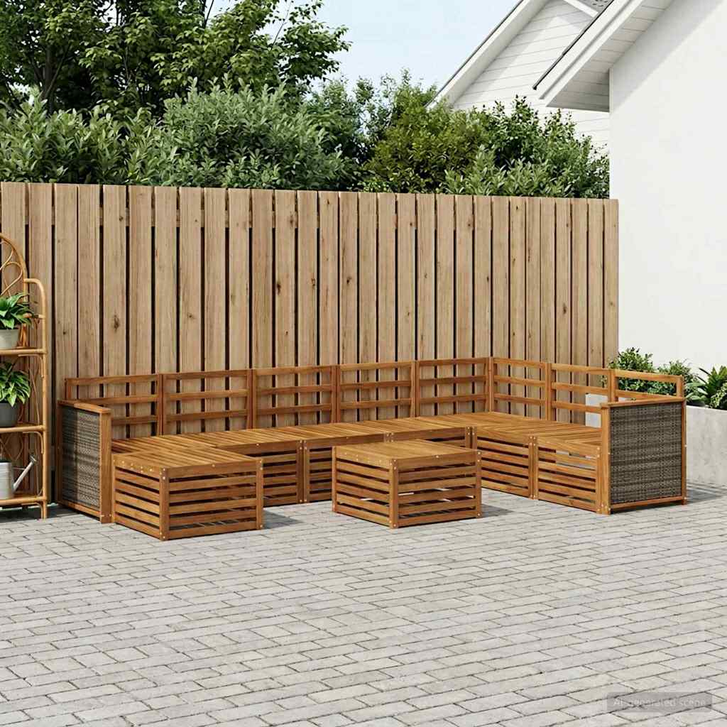 Udendørs sofagruppe 7 pcs Naturfarvet Massivt Akacietræ