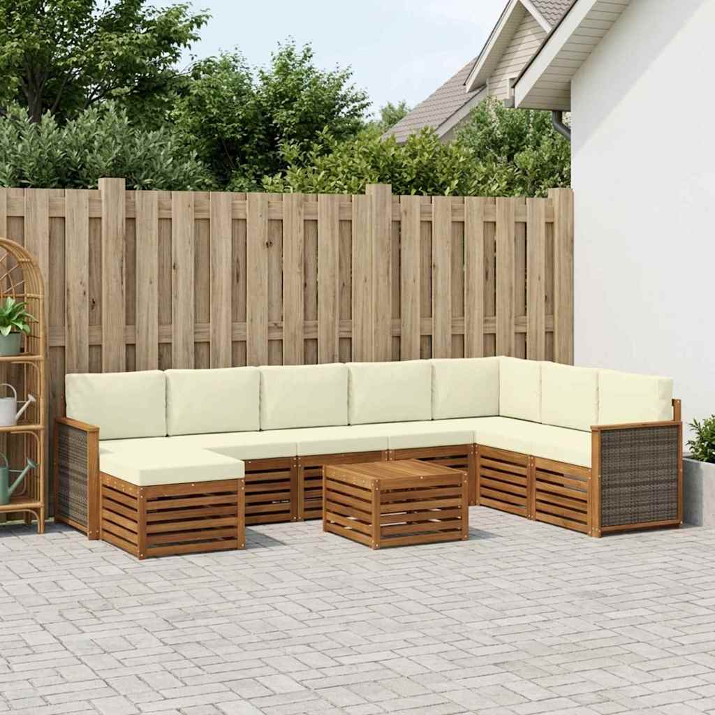 Udendørs sofagruppe med pude 7 pcs Naturlig og Fløde