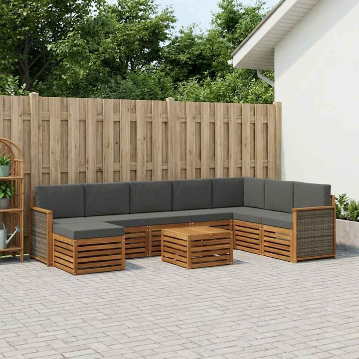 Udendørs sofagruppe med pude 7 pcs Naturlig og Antracit