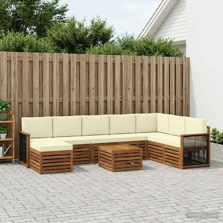Udendørs sofagruppe med pude 7 pcs Naturlig og Fløde