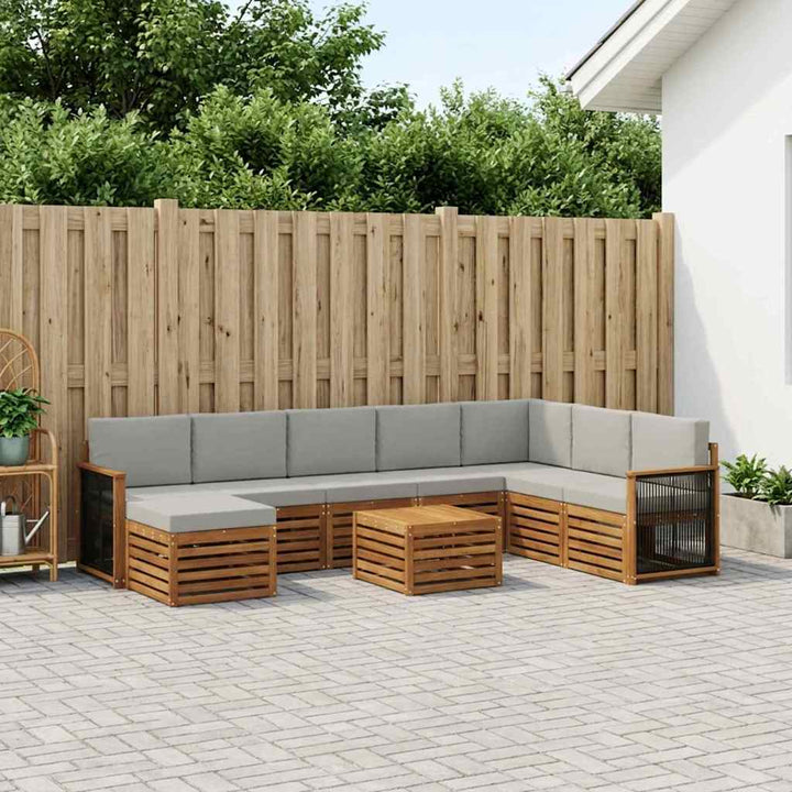 Udendørs sofagruppe med pude 7 pcs Naturfarvet og lysegrå