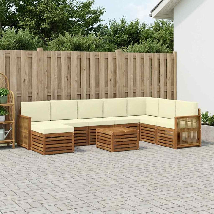 Udendørs sofagruppe med pude 7 pcs Naturlig og Fløde