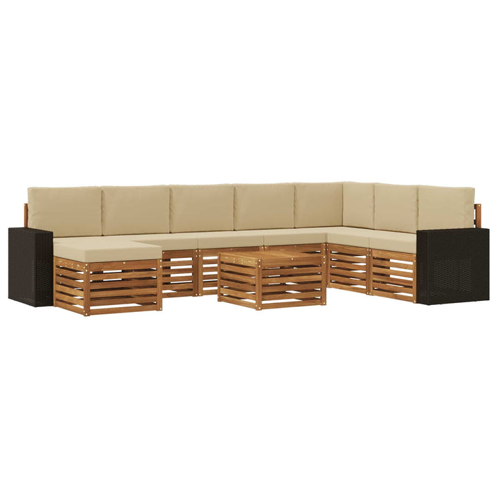 Udendørs sofagruppe 9 stk. Naturlig og Beige