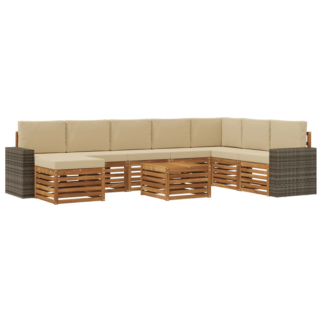 Udendørs sofagruppe 9 stk. Naturlig og Beige