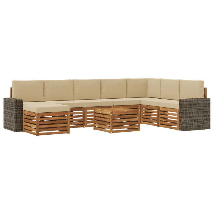 Udendørs sofagruppe 9 stk. Naturlig og Beige