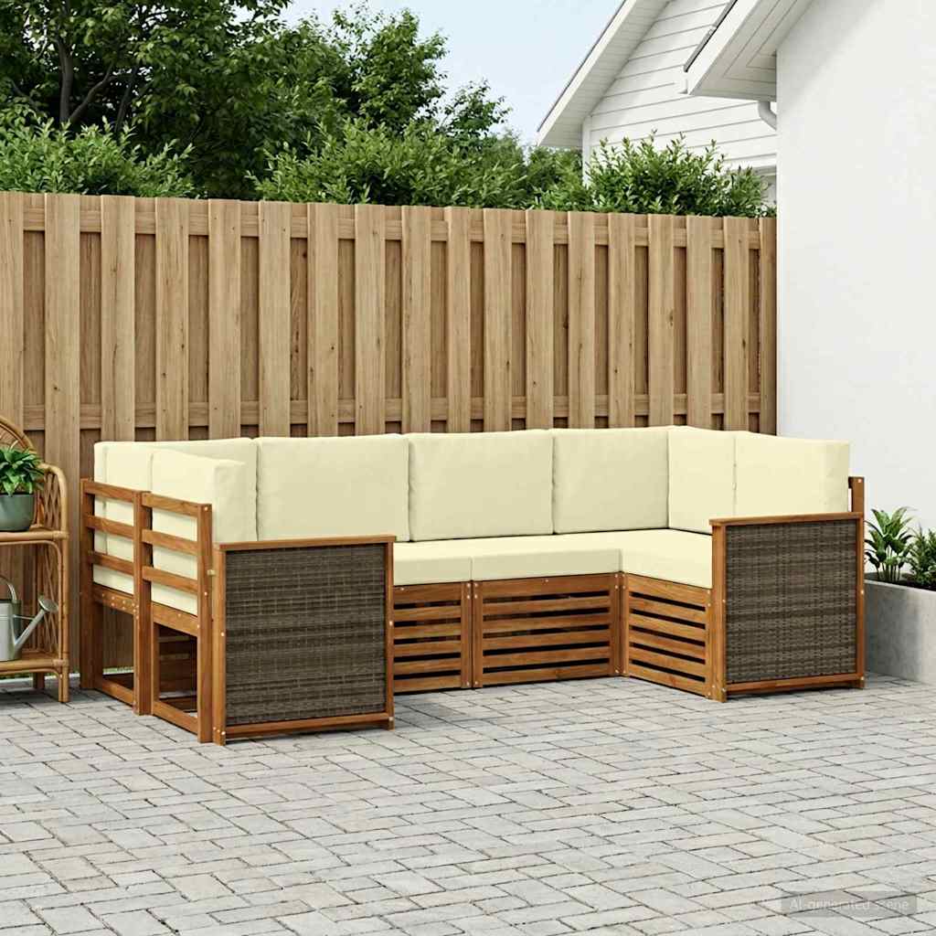 Sektionalsofa sæt med pude 5 pcs Naturlig og Fløde