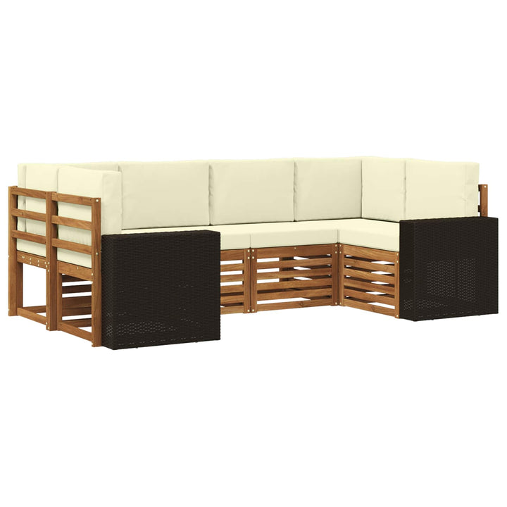 Sektionalsofa sæt med pude 6 pcs Naturlig og Fløde Polyester