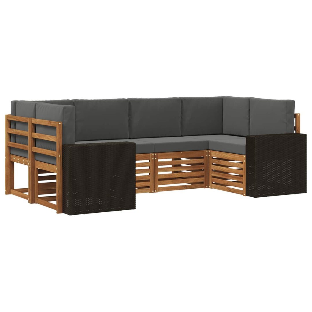Udendørs sofagruppe 6 stk. Naturlig og Antracit Polyester