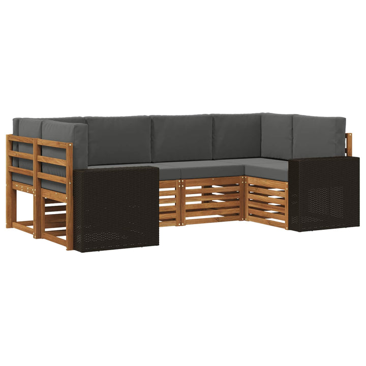 Udendørs sofagruppe 6 stk. Naturlig og Antracit Polyester
