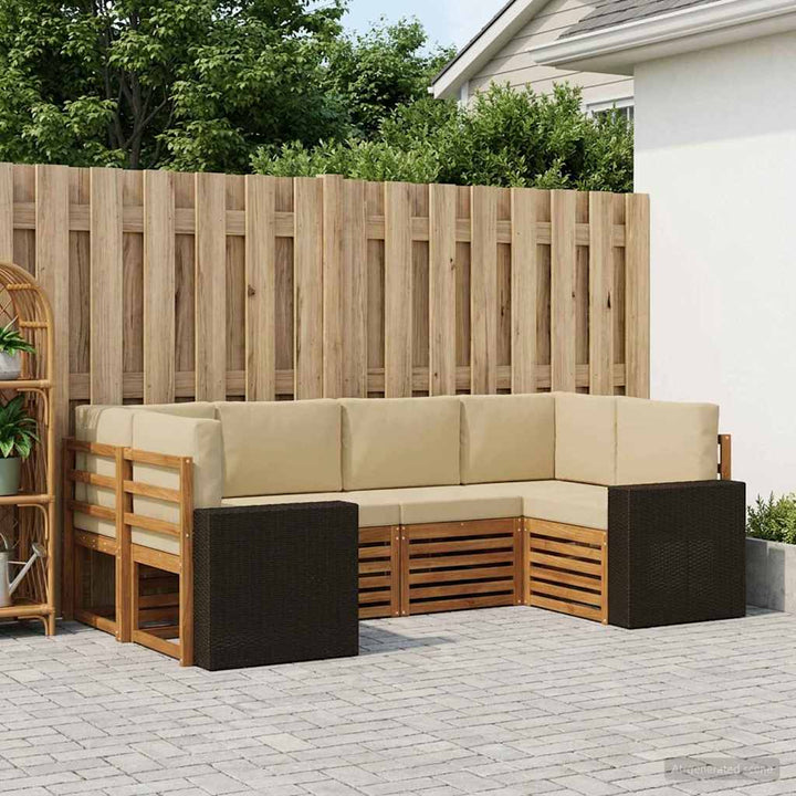 Udendørs sofagruppe 6 stk. Naturlig og Beige Polyester
