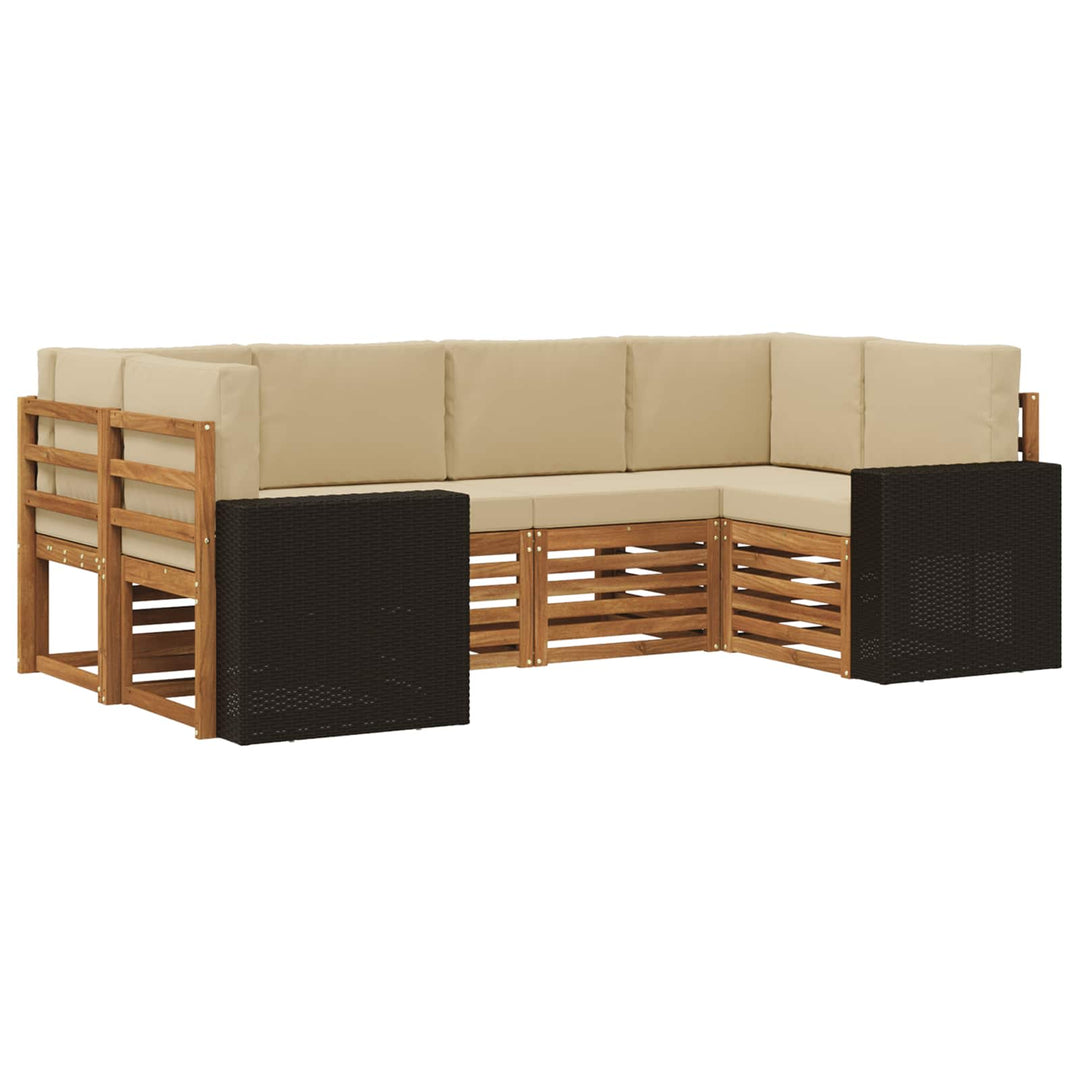 Udendørs sofagruppe 6 stk. Naturlig og Beige Polyester