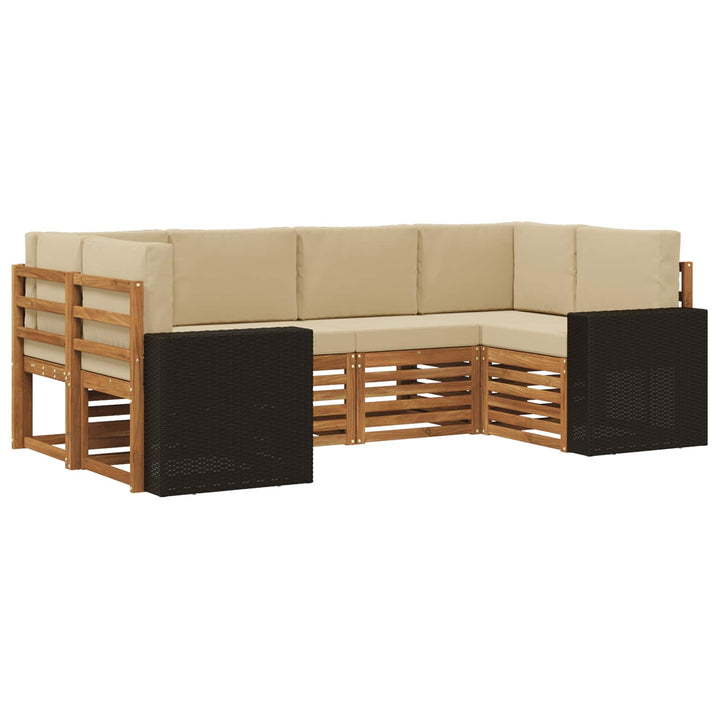 Udendørs sofagruppe 6 stk. Naturlig og Beige Polyester