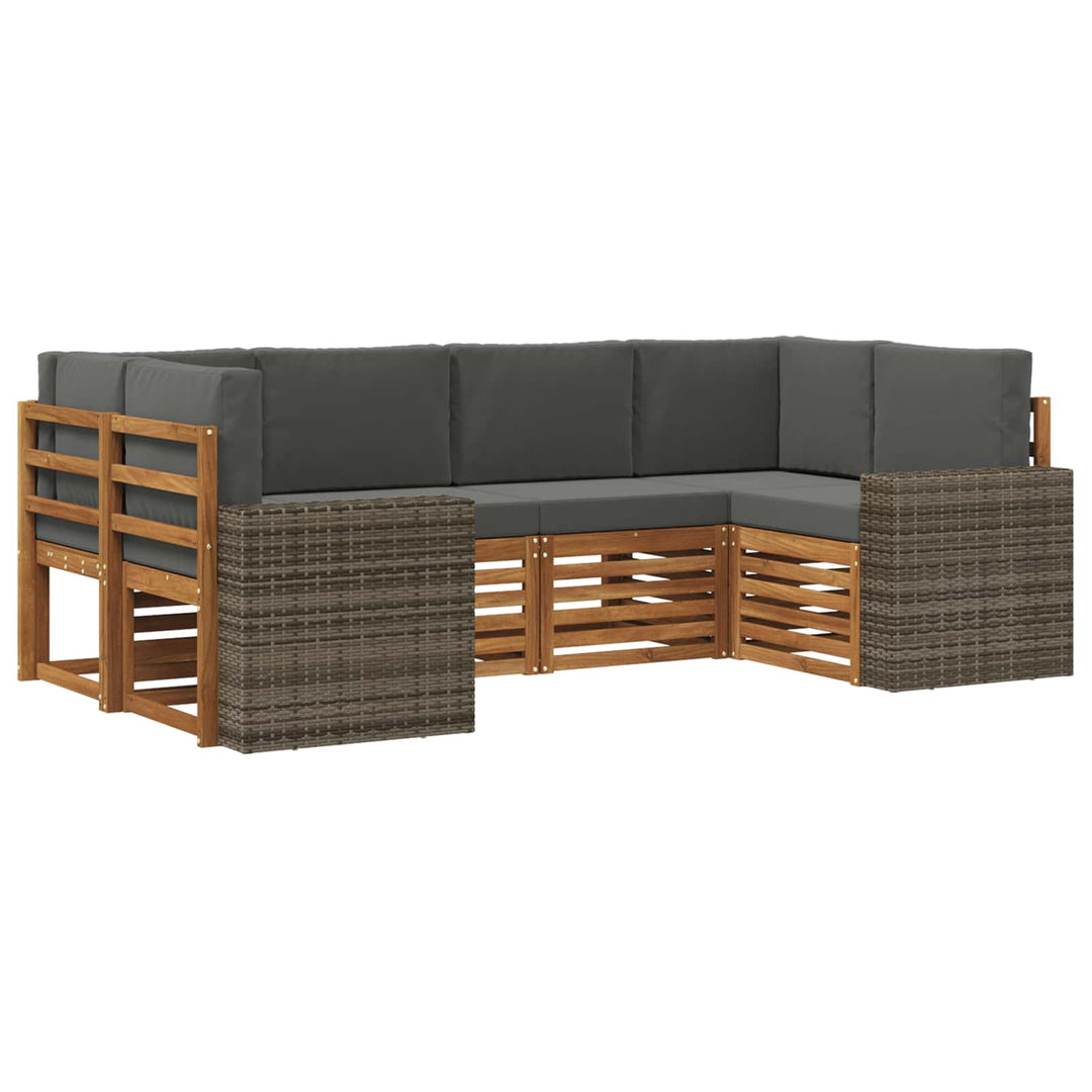 Sektionalsofa sæt med pude 6 pcs Naturlig og Antracit Polyester