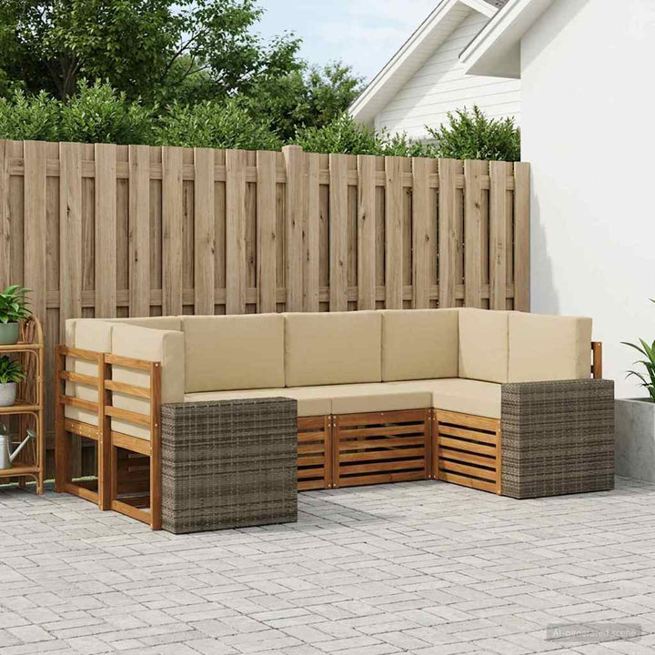 Udendørs sofagruppe 6 stk. Naturlig og Beige Polyester