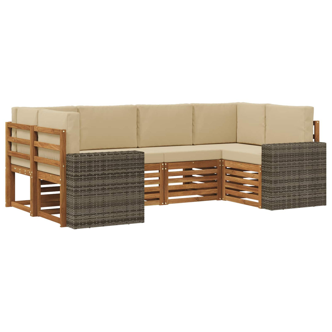 Udendørs sofagruppe 6 stk. Naturlig og Beige Polyester