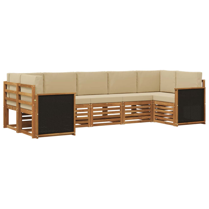 Sektionalsofa sæt 6 pcs Naturfarvet Soli Akacietræ og polyester