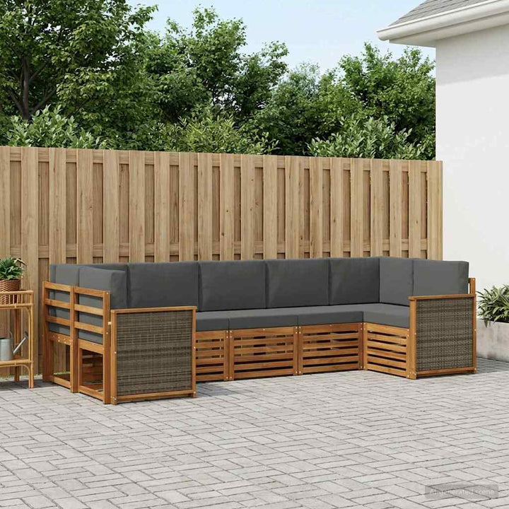Udendørs sofagruppe 6 stk. Naturlig og Antracit
