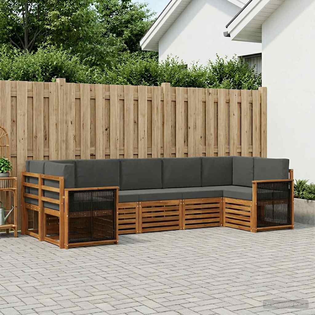 Udendørs sofagruppe 6 stk. Naturlig og Antracit