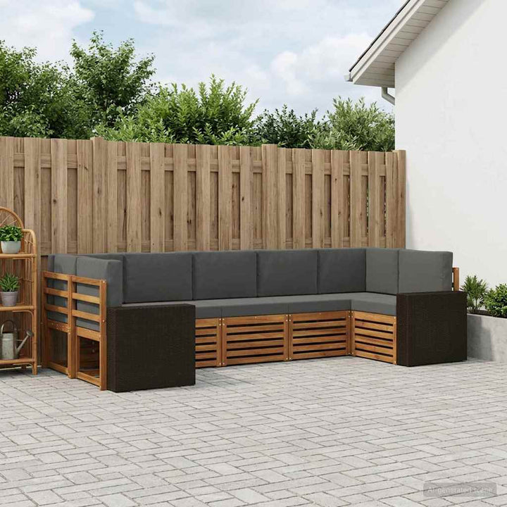 Udendørs sofagruppe 7 stk. Naturlig og Antracit Polyester