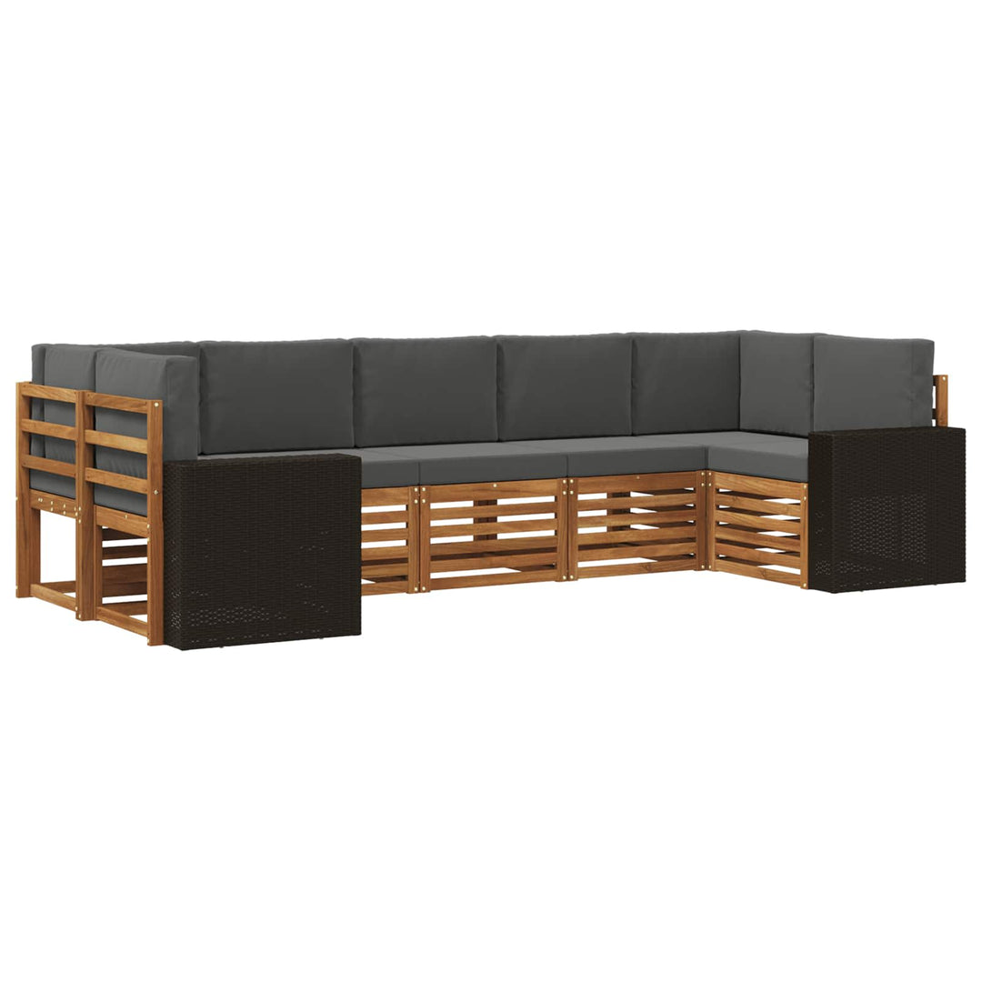 Udendørs sofagruppe 7 stk. Naturlig og Antracit Polyester