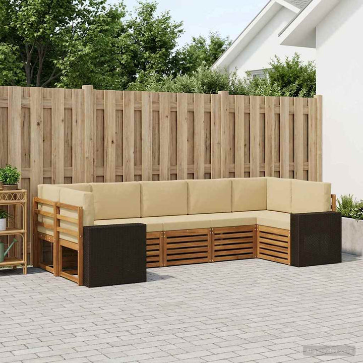 Udendørs sofagruppe 7 stk. Naturlig og Beige Polyester