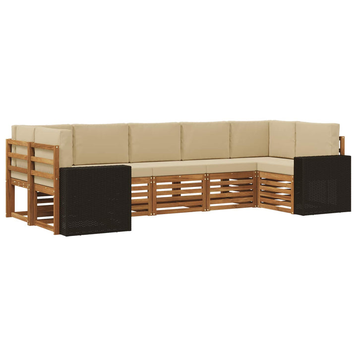 Udendørs sofagruppe 7 stk. Naturlig og Beige Polyester